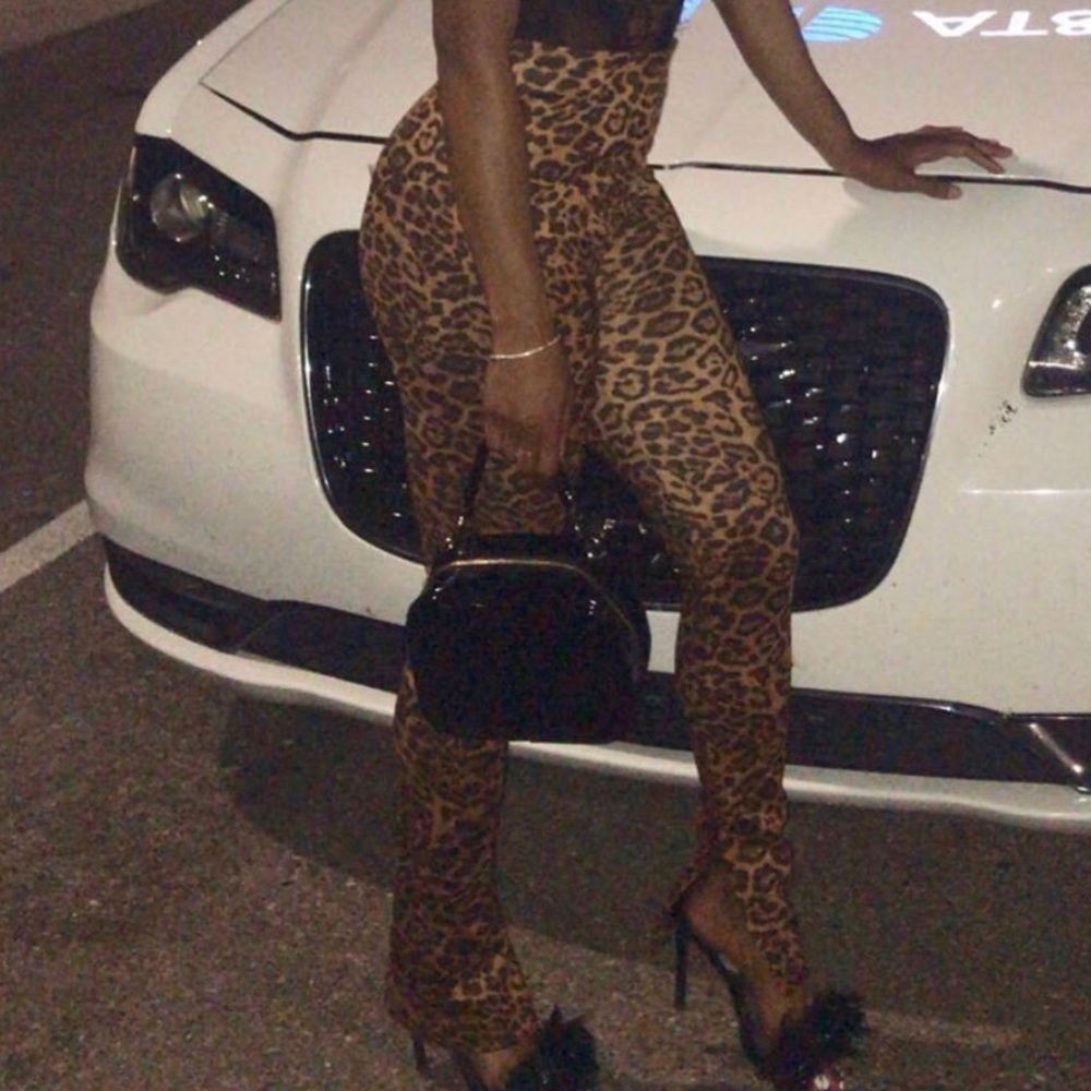 Cheetah Print Split Pants